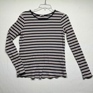 Cat & Jack Kids XL 14-16 Long Sleeve Green Striped Crew Neck Long Sleeved Top